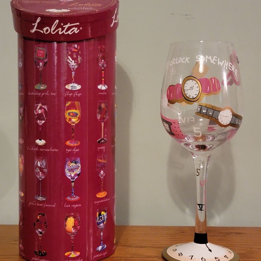 Lolita It's 5 O'clock Somewhere Wine Glass